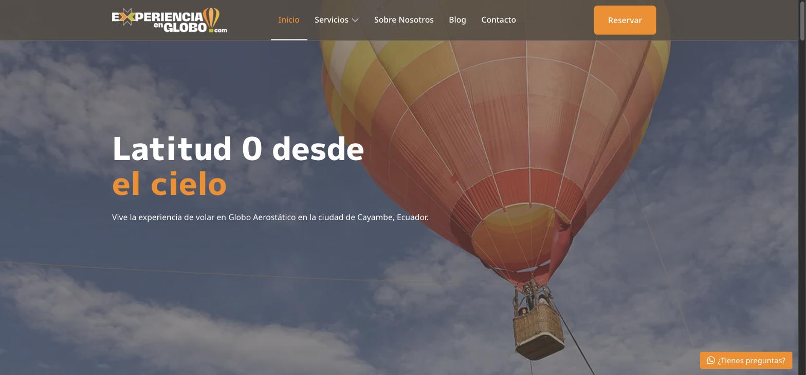 Sitio de Experiencia en Globo, paseos en globo aerostático